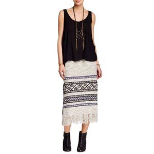 Free People Womens Small Knitted Fringe Midi Skirt CN